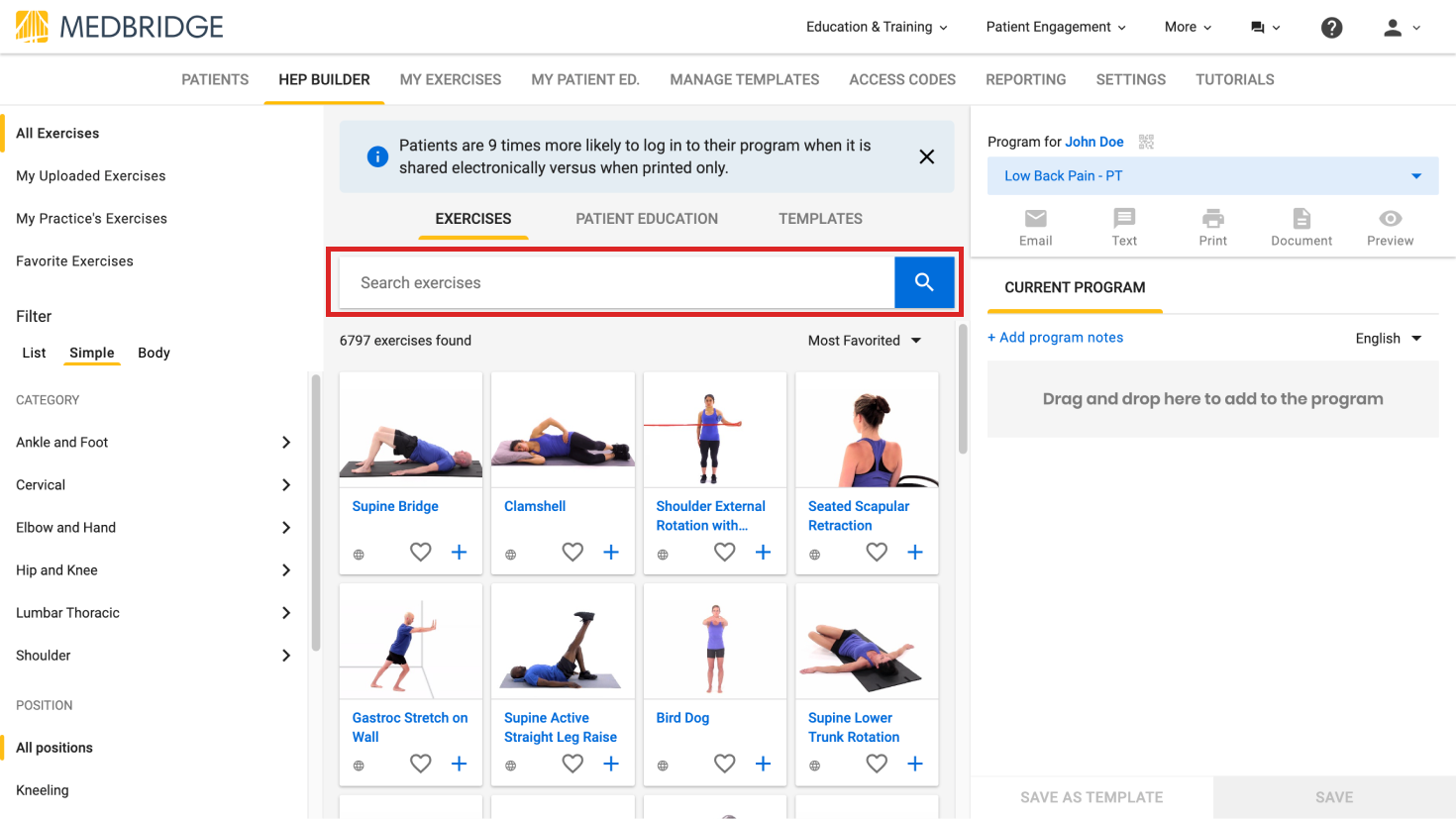 How do I create a Home Exercise Program (HEP)? – MedBridge Help Center
